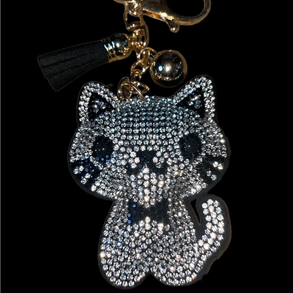 Handbag Charm Kitty Cat Bling Puffy Sparkling Charm For Handbag Suitcase Keys